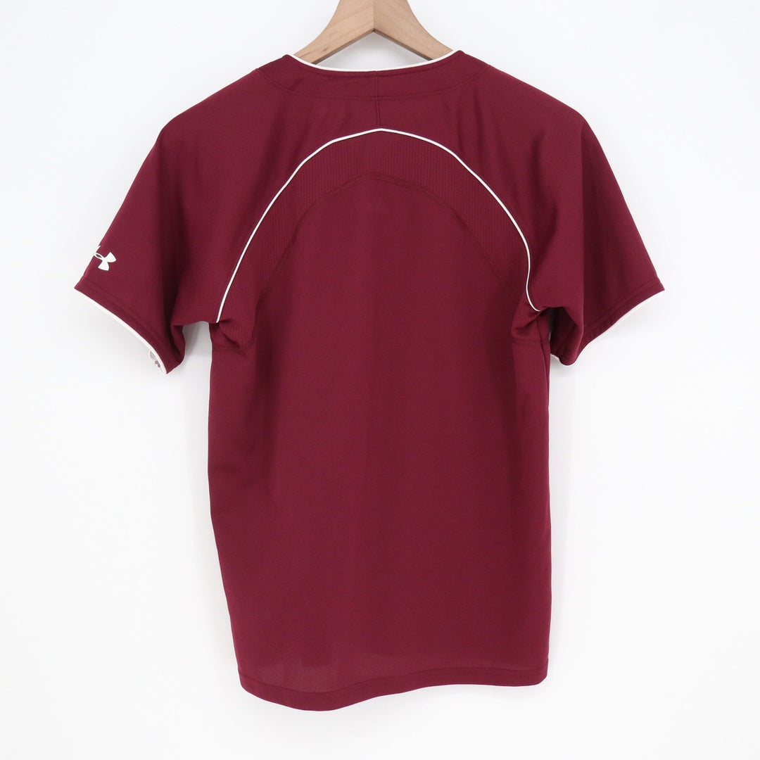 Under Armour Youth Large Maroon GV Baseball Jersey Henley Short Sleeve