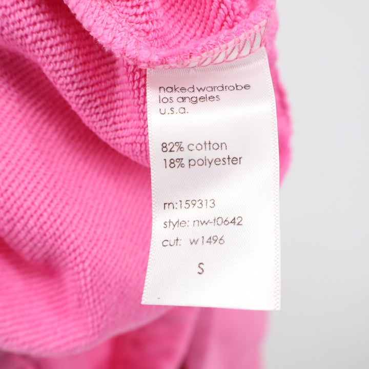 Naked Wardrobe Pink Cropped Hoodie Sweatshirt Women's Small