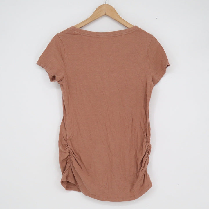 Old Navy Maternity Fitted Side Ruched Scoop Neck Short Sleeve Tee Clay Brown M