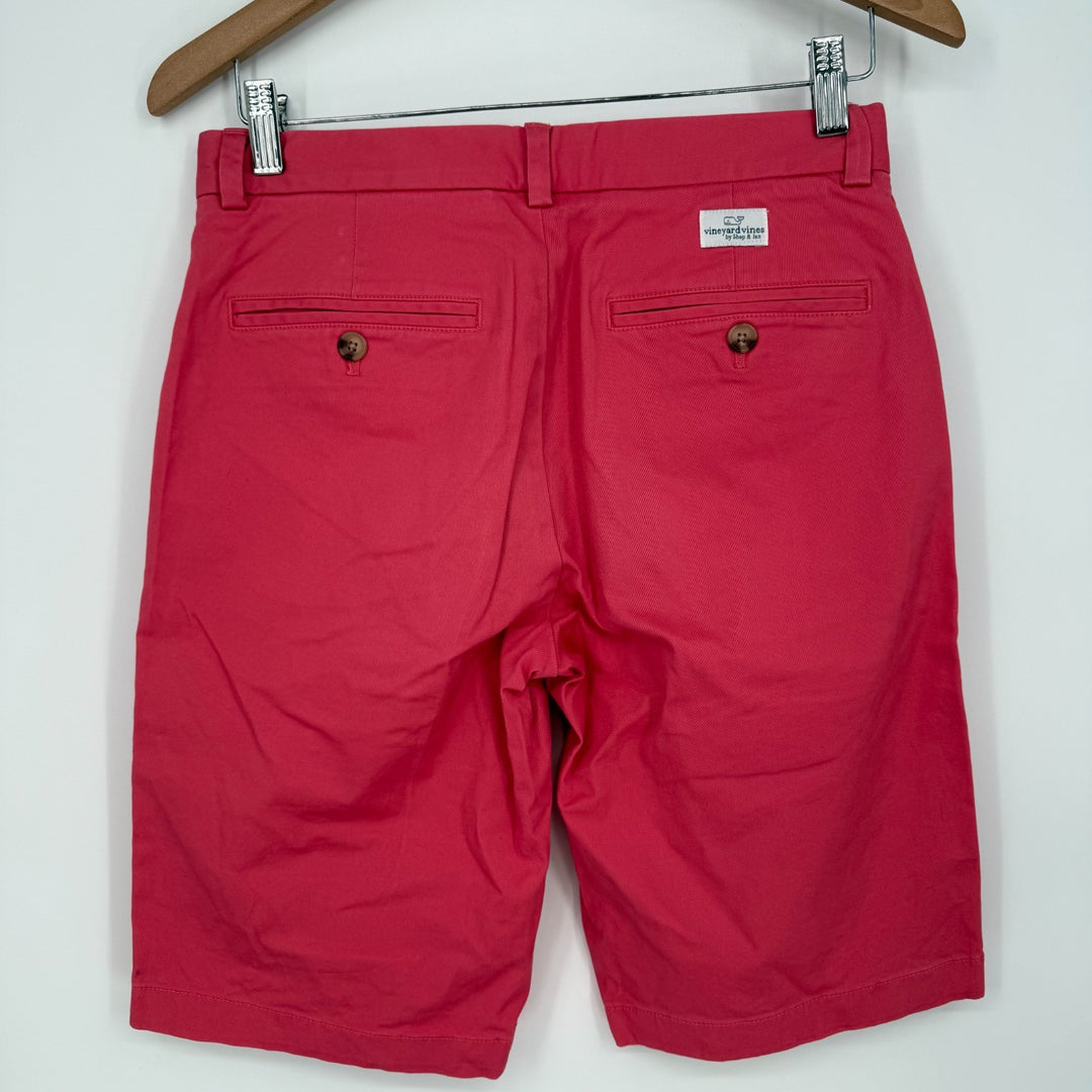Vineyard Vines Chino Shorts Womens 28 Coral Red Cotton Stretch Outdoor Logo