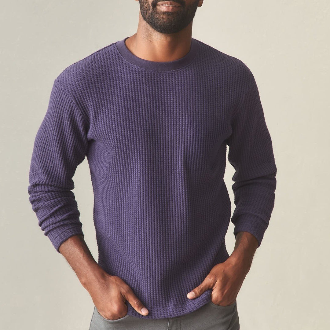 American Giant T-Shirt Mens Large Purple Waffle Knit Cotton Stretch Crew Neck