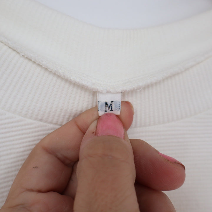 Unbranded Sweatshirt Unisex M Side Zip Ribbed Texture Cream Solid Good