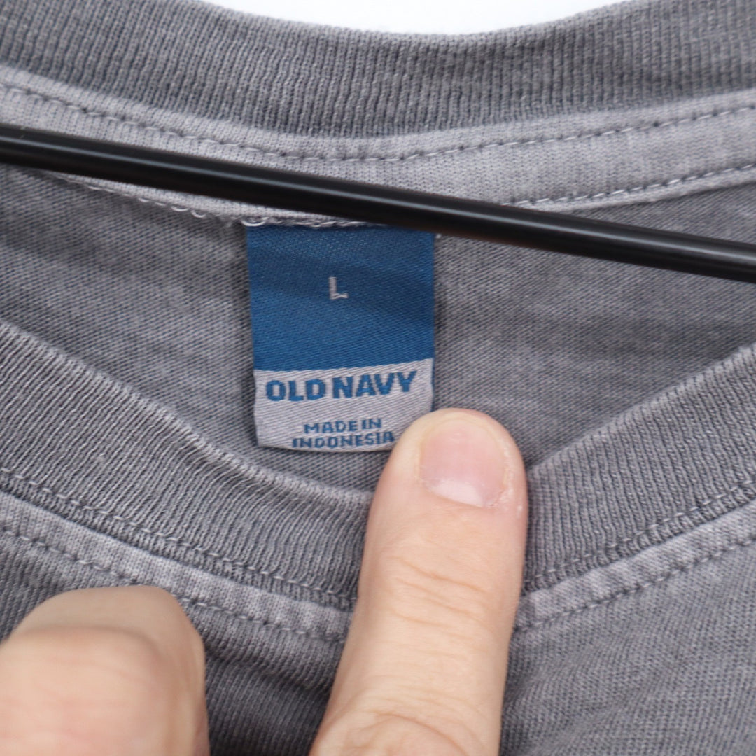 Old Navy Womens Gray Boxy Cropped Pocket T-Shirt Size L Relaxed Cotton Modal