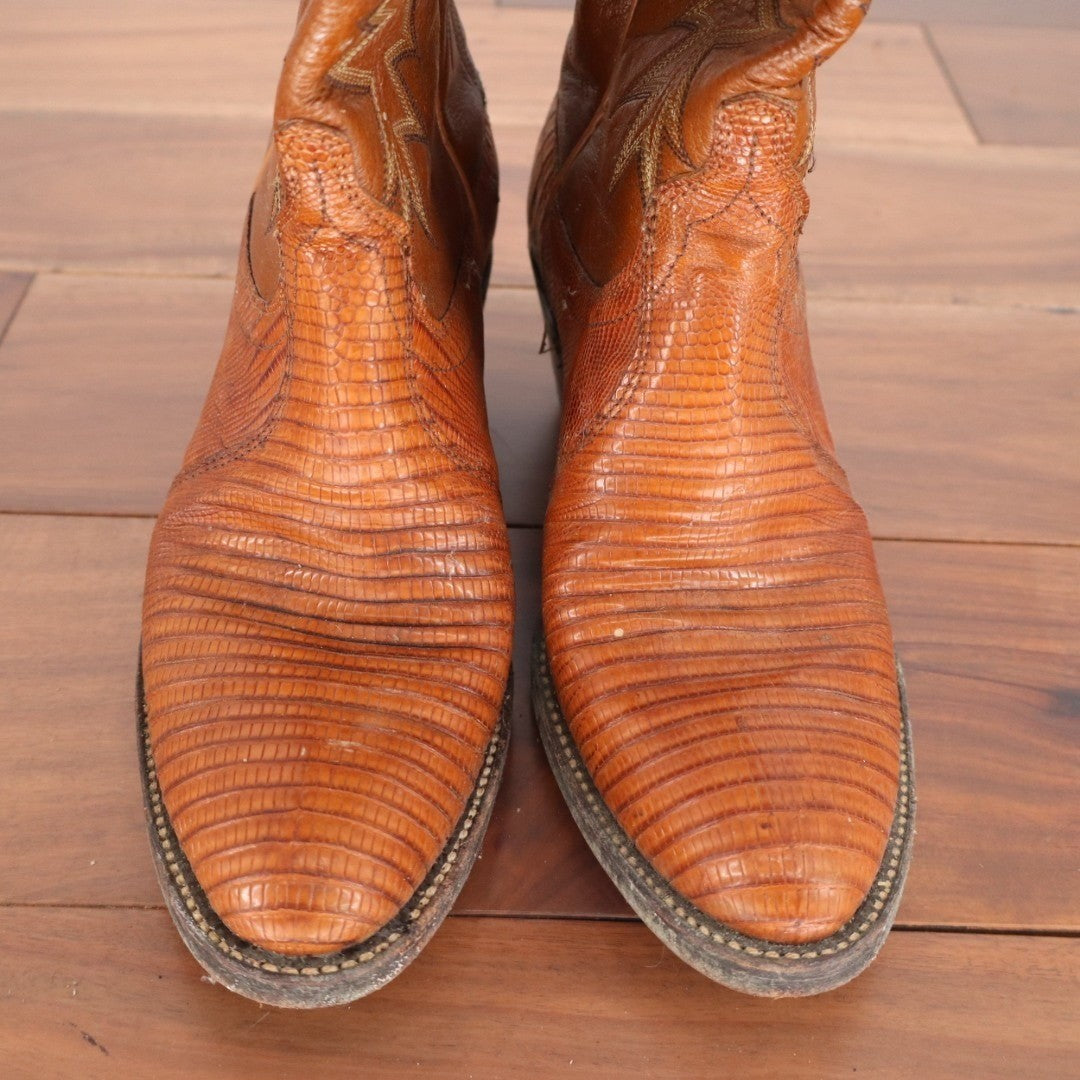 Dan Post Teju Lizard Western Mens 6D Dark Brown Leather Embroidered Cowboy Boots