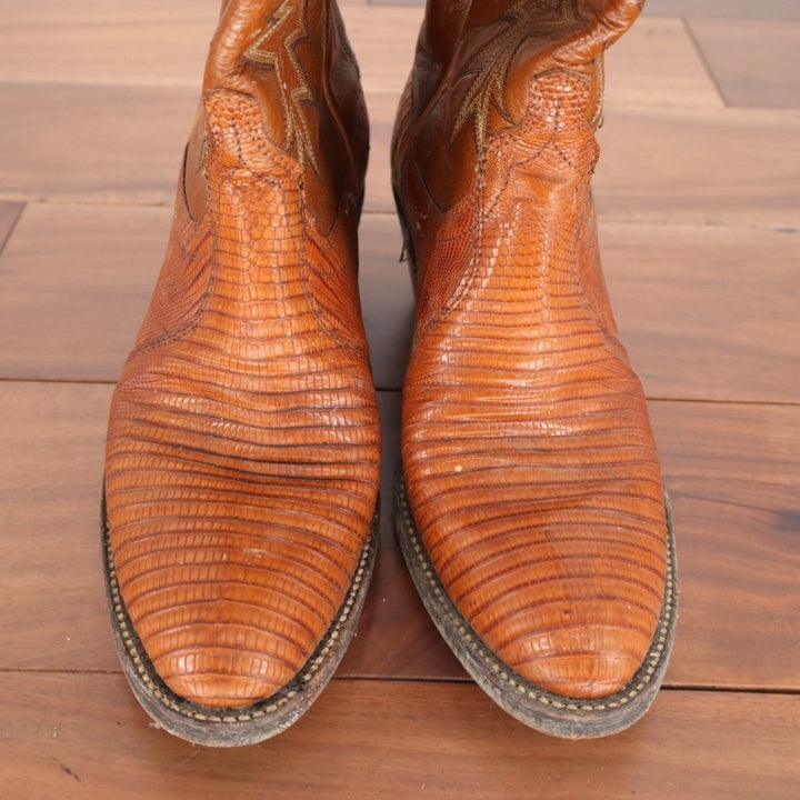 Dan Post Teju Lizard Western Mens 6D Dark Brown Leather Embroidered Cowboy Boots