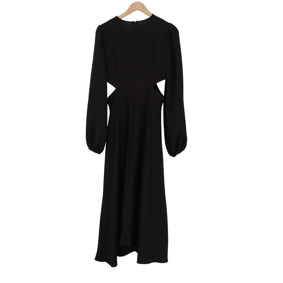 SHEIN Black V-Neck Cutout Bishop Sleeve Midi Dress Large