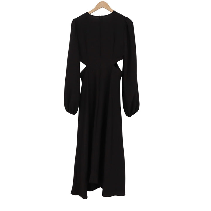 SHEIN Black V-Neck Cutout Bishop Sleeve Midi Dress Large