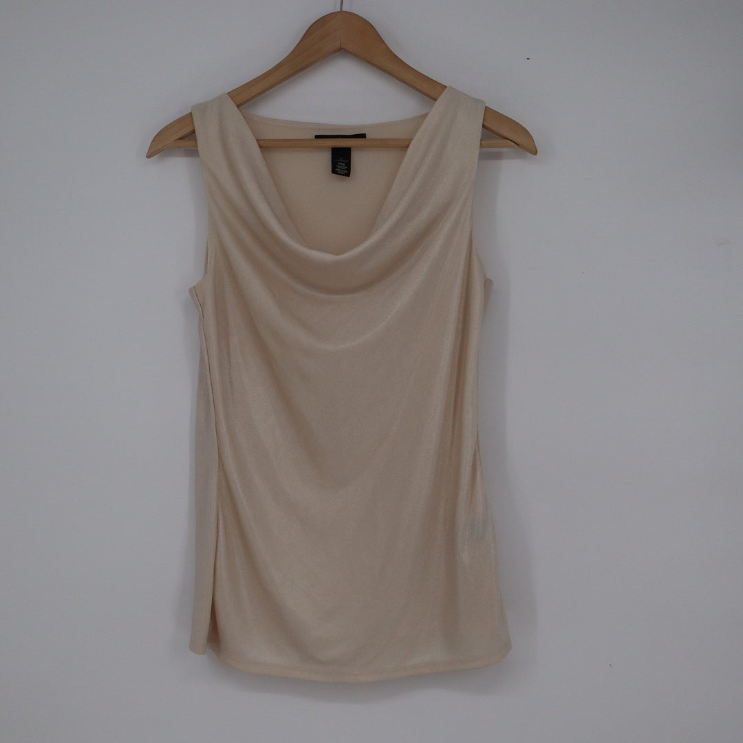 White House Black Market Champagne Shimmer Cowl Neck Tank Top Small Sleeveless