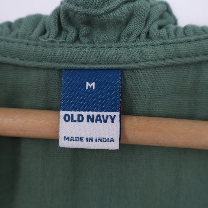 Old Navy Womens Sage Green Cotton Gauze Ruffle V-Neck Babydoll Dress Medium