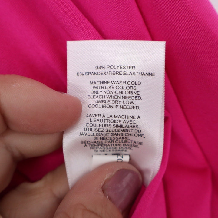 Express Hot Pink Deep V-Neck Long Sleeve Wrap Bodysuit Small