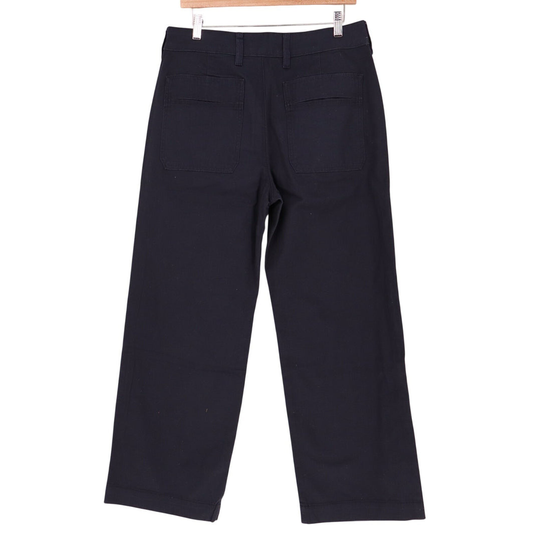 American Giant Pants Womens 12 Midnight Blue Cotton Stretch High Rise Wide Leg