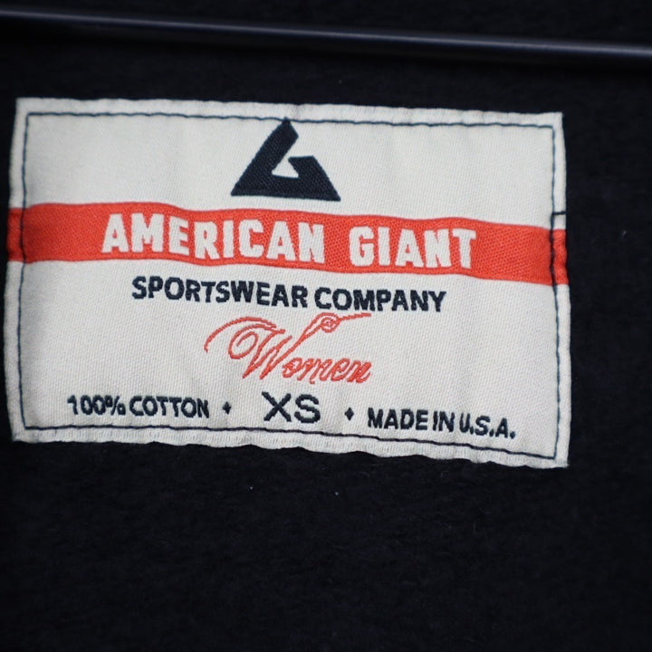 American Giant Classic Hoodie Womens XS Black Full Zip Fleece Ribbed Hem Cotton