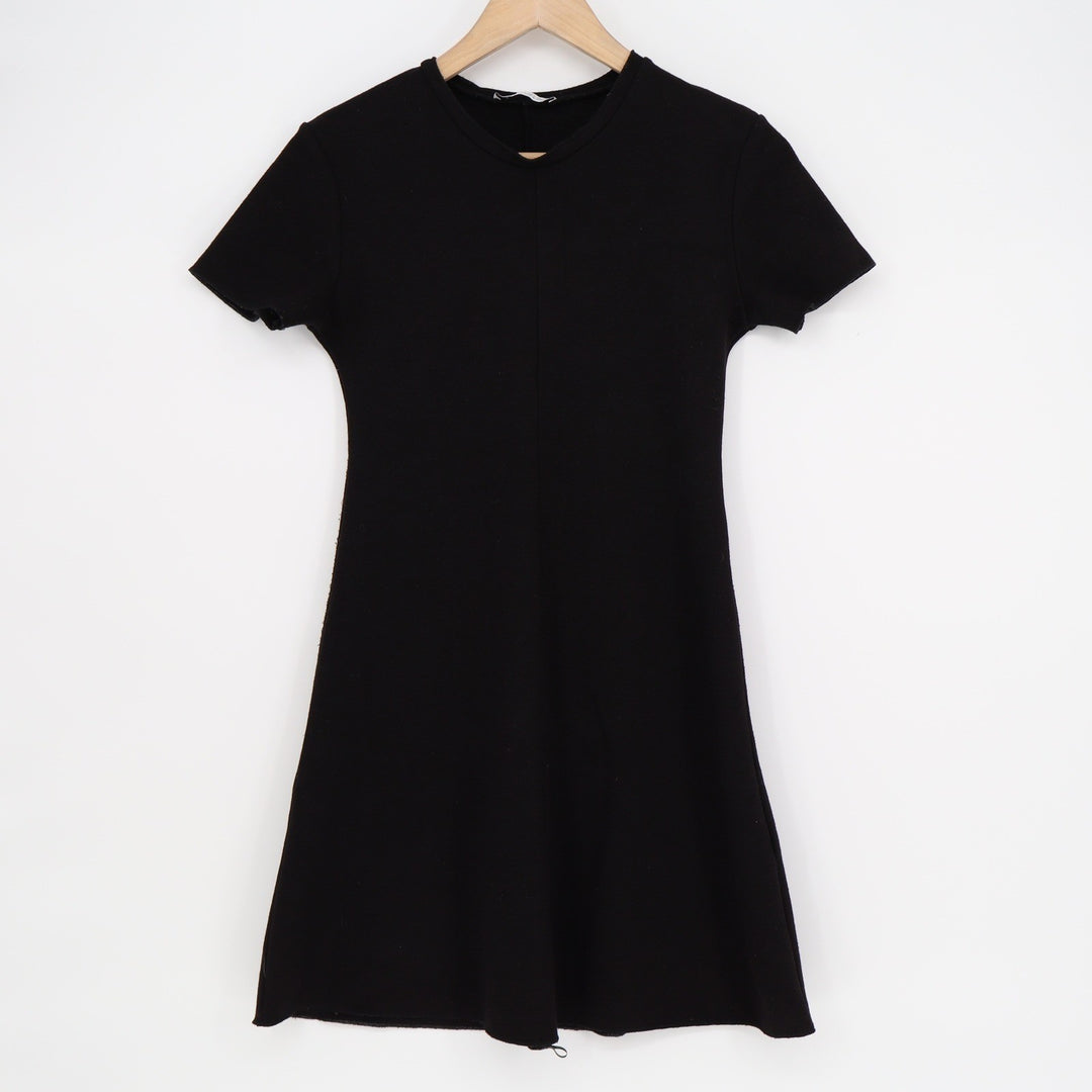 Zara Womens Black Short Sleeve Knit A-Line Mini Dress Size S
