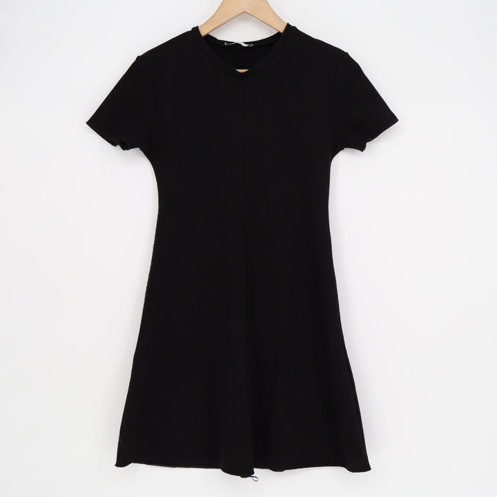 Zara Womens Black Short Sleeve Knit A-Line Mini Dress Size S