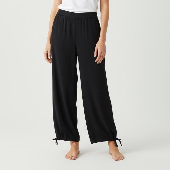 Babaton 1-01 Black Cropped Drawstring Hem Wide Leg Pants Size 00