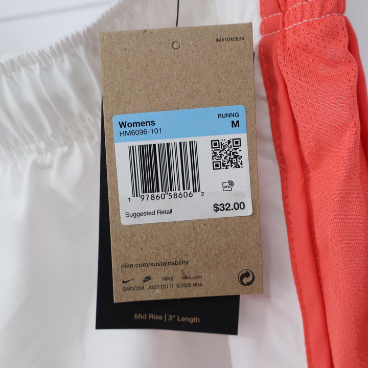 Nike Tempo Dri-FIT Womens Running Shorts White Bright Crimson Size M