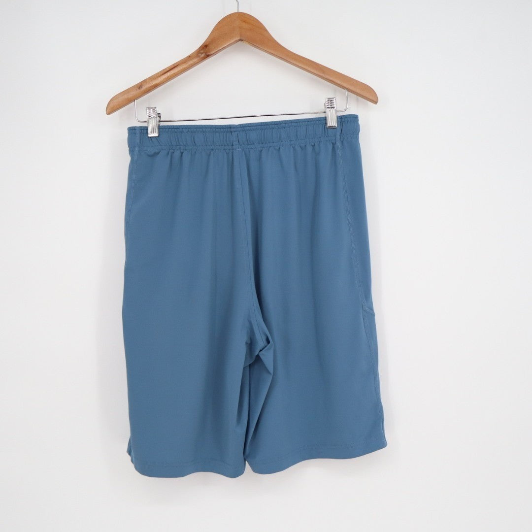 Under Armour Heatgear Athletic Training Shorts Mens Medium Blue Elastic Waist