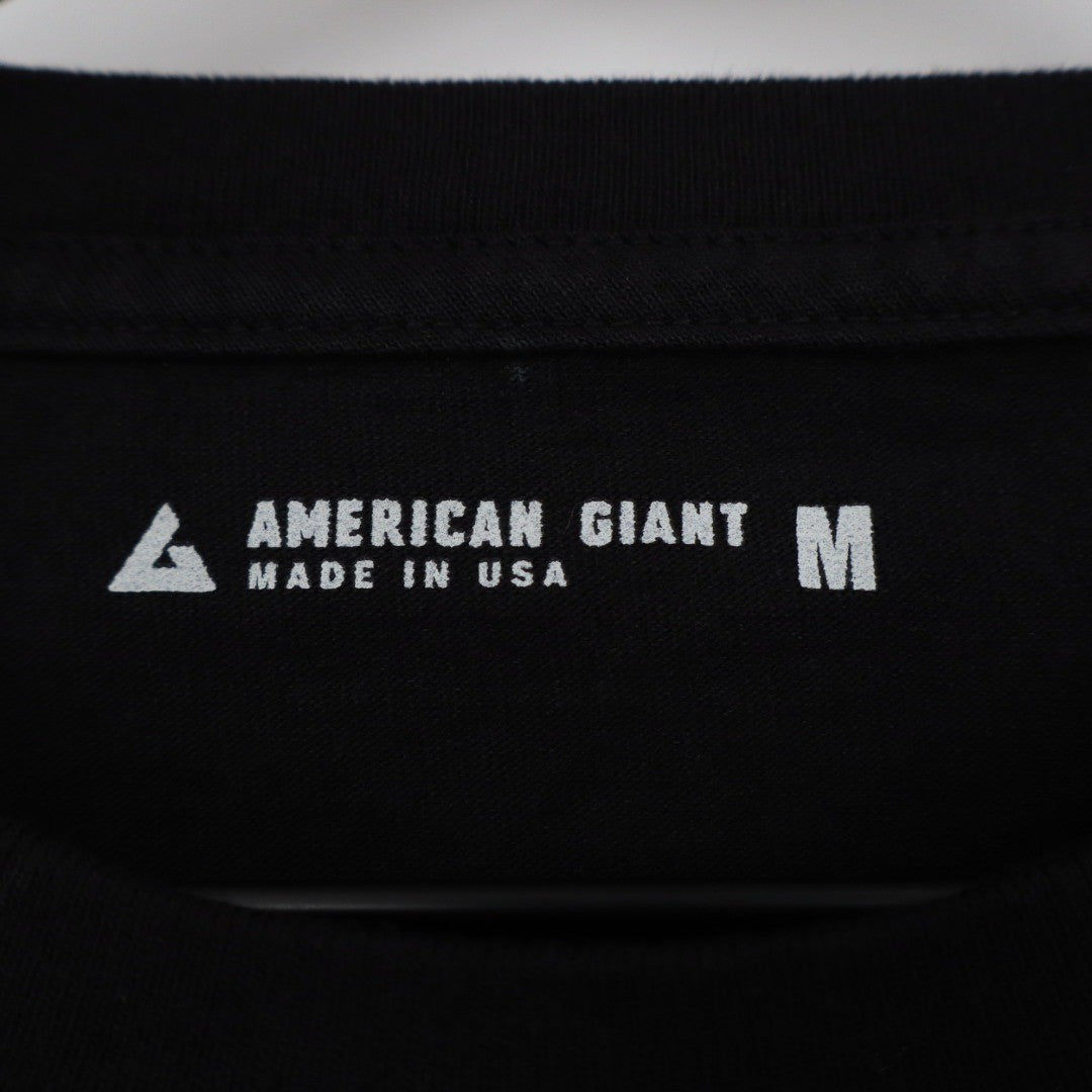 American Giant Mens Black Cotton Tee Crew Neck Short Sleeve Made in USA Size M