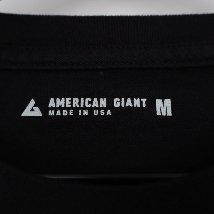 American Giant Mens Black Cotton Tee Crew Neck Short Sleeve Made in USA Size M