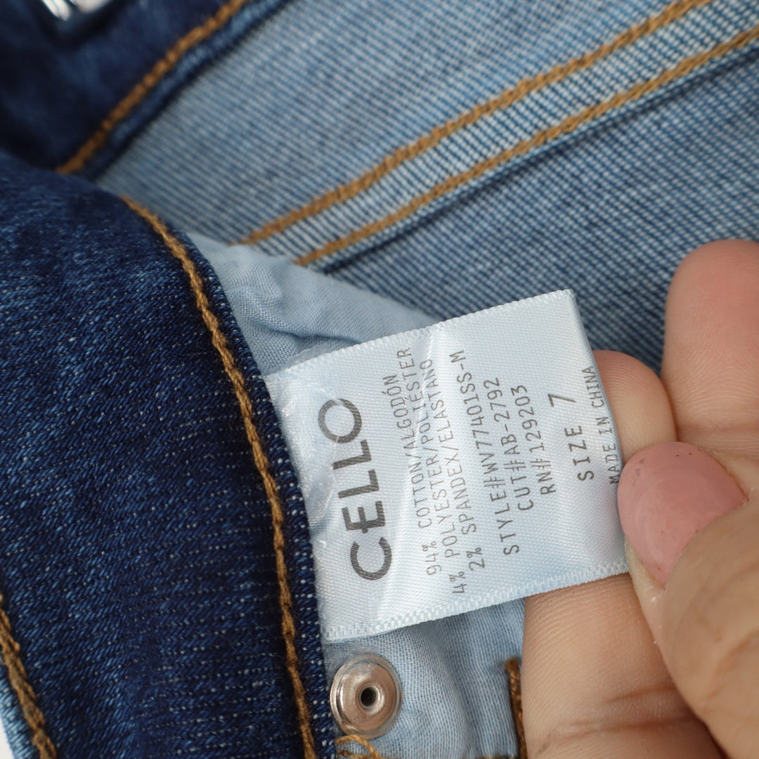 Cello Womens High Rise Straight Leg Jeans Medium Wash Blue Size 7