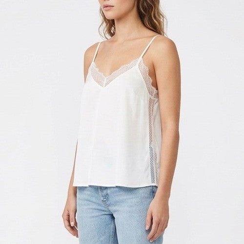 Shein Camisole Top Womens L White Mesh Lined Spaghetti Strap Scoop Neck Pullover