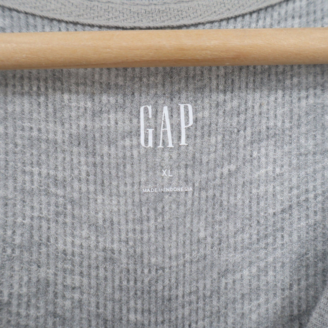 Gap Womens XL Gray Ribbed Knit Long Sleeve Scoop Neck Curved Hem Top