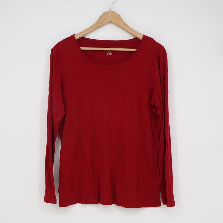 Daisy Fuentes My Favorite T Sangria Red Long Sleeve Scoop Neck Top Womens XL