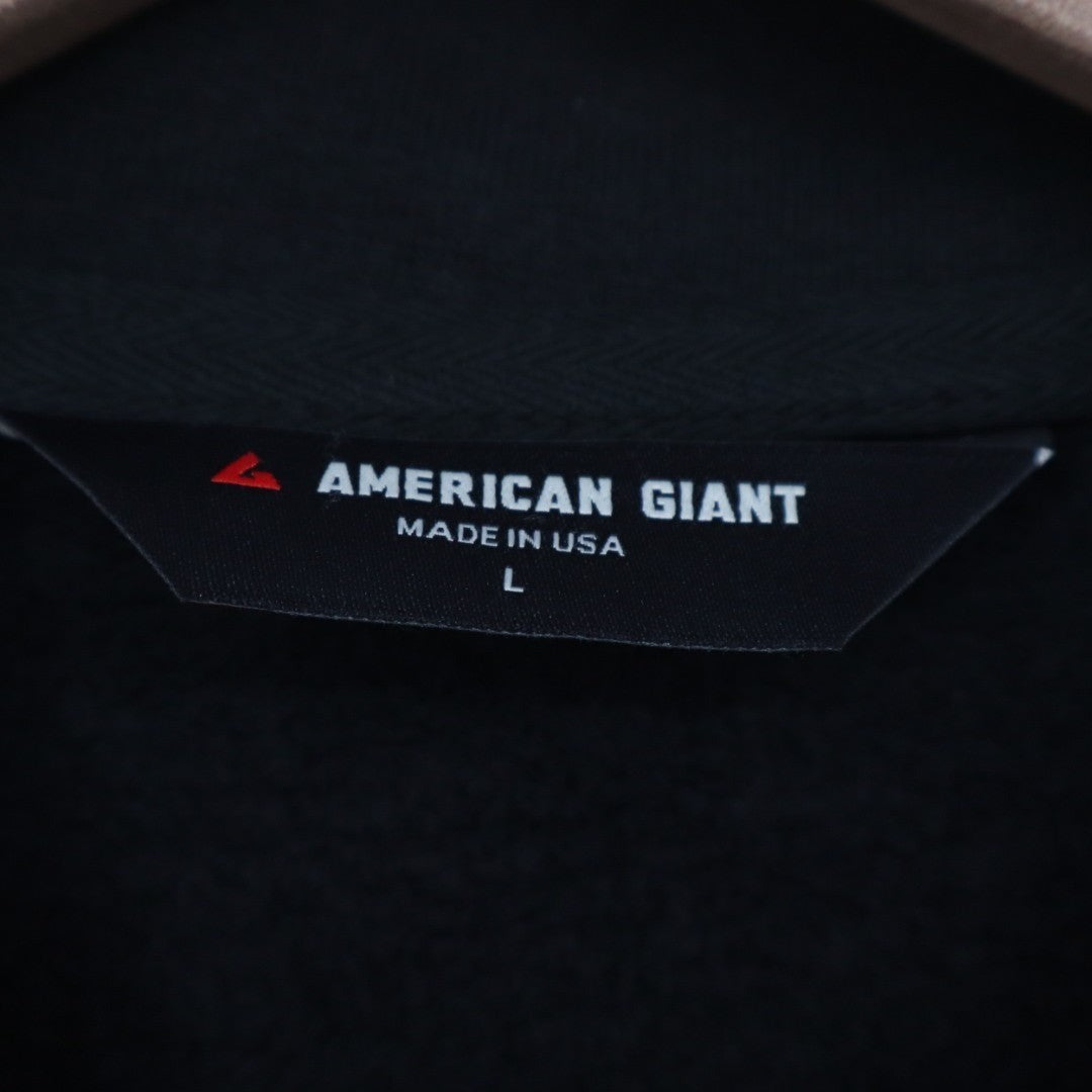 American Giant Fleece Bomber Jacket Mens Large Black Cotton Relaxed Fit Full Zip