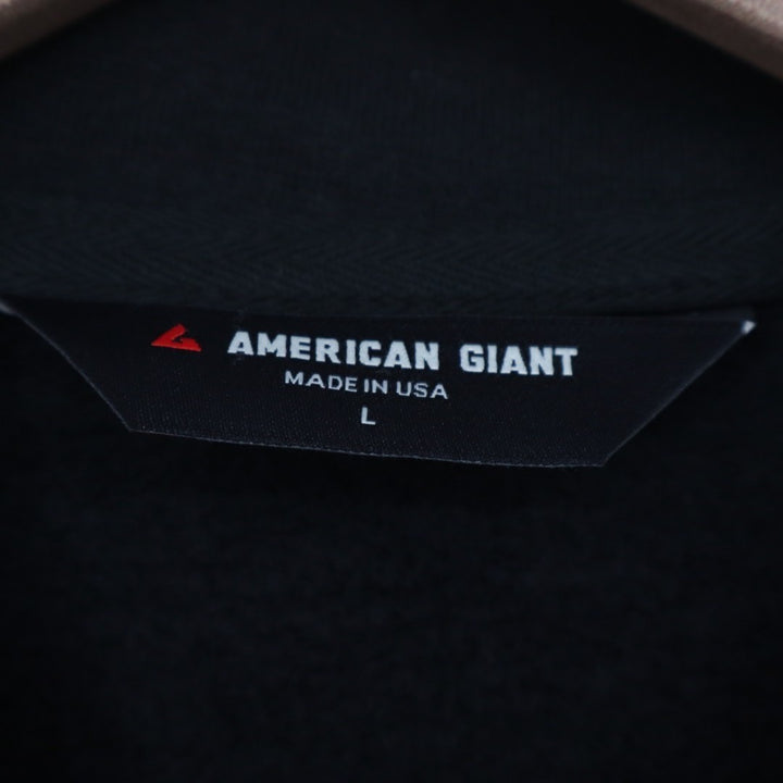American Giant Fleece Bomber Jacket Mens Large Black Cotton Relaxed Fit Full Zip