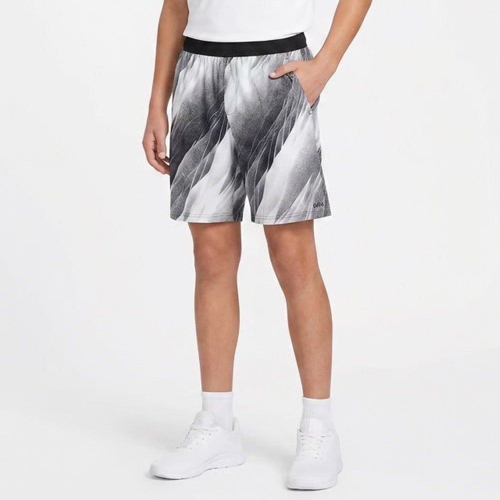 DSG Boys XL 18 Agility Shorts Black White Abstract Print Athletic