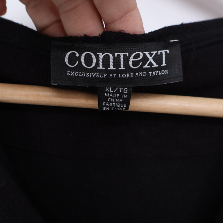 Context Cardigan Womens XL Full Zip Hoodie Black Sharkbite Hem Ribbed Good