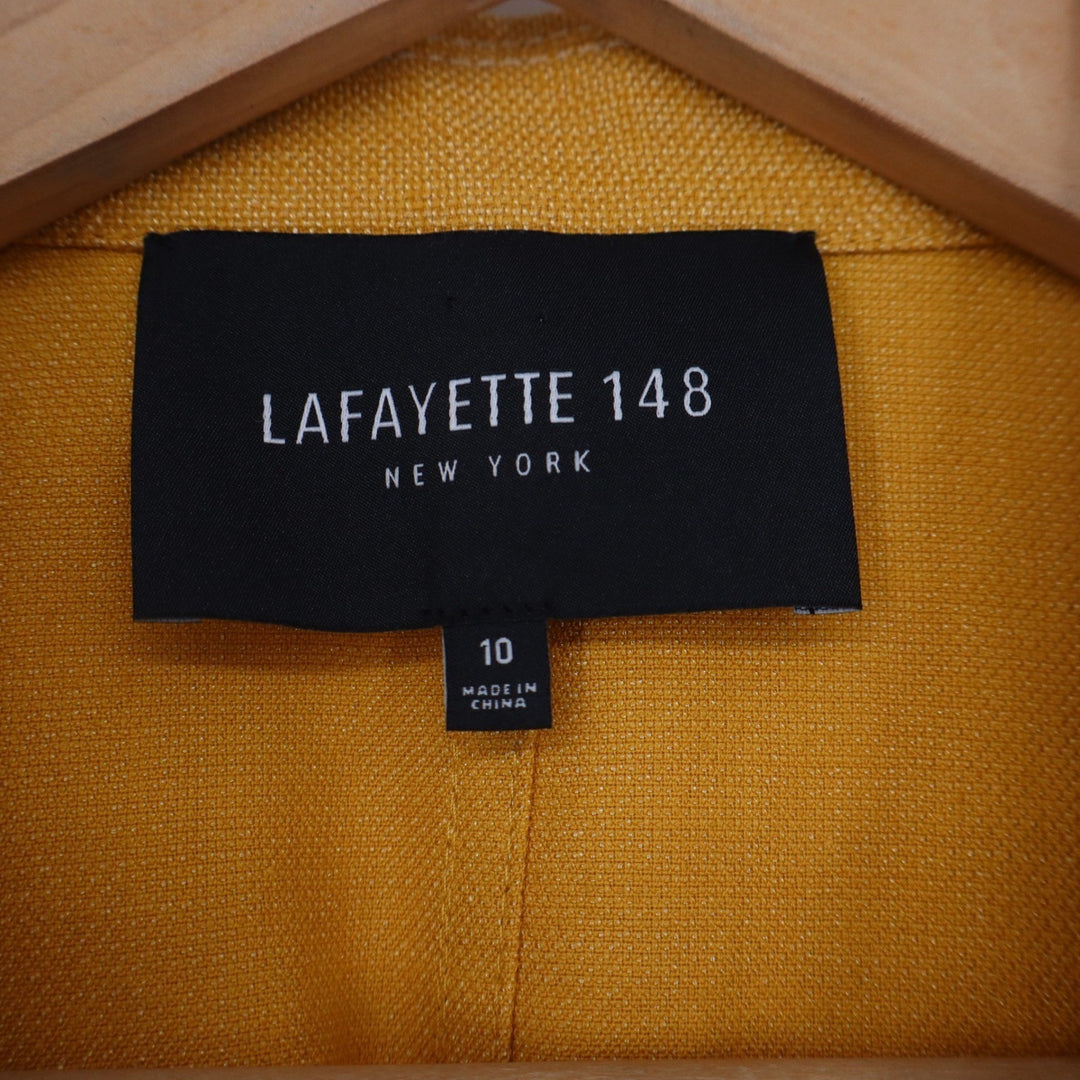 Lafayette 148 New York Womens Mustard Yellow Cotton Linen Blend Blazer Size 10