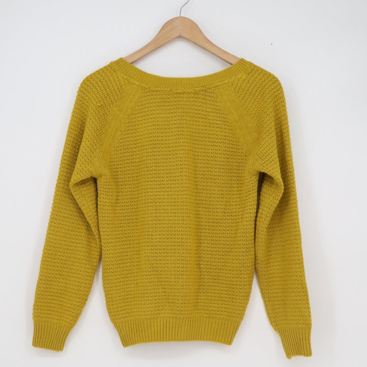 Ether by Myntra Mustard Yellow Cable Knit Popcorn Stitch Sweater Womens Small