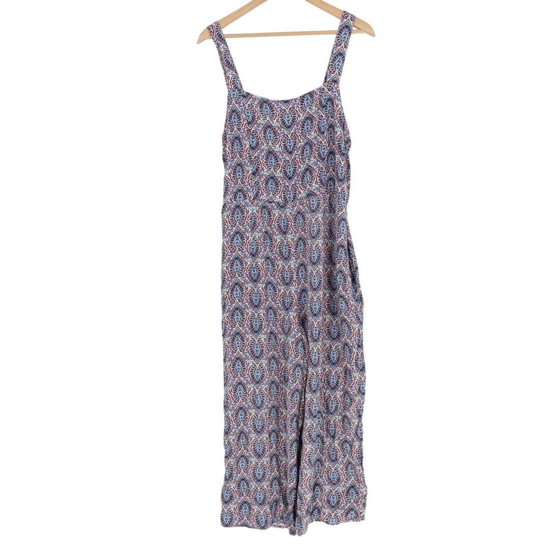Scoop Jumpsuit Womens XL (16-18) Multi Fan Mosaic Smock Strap Side Pockets