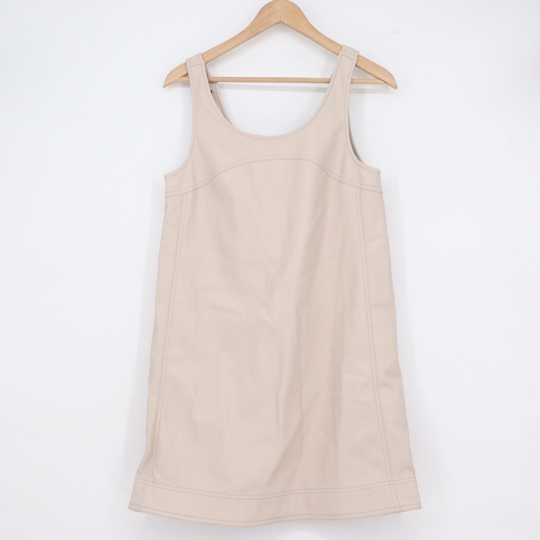 Pilcro Anthropologie Faux Leather Shift Dress Beige Mini Size 2 NWT