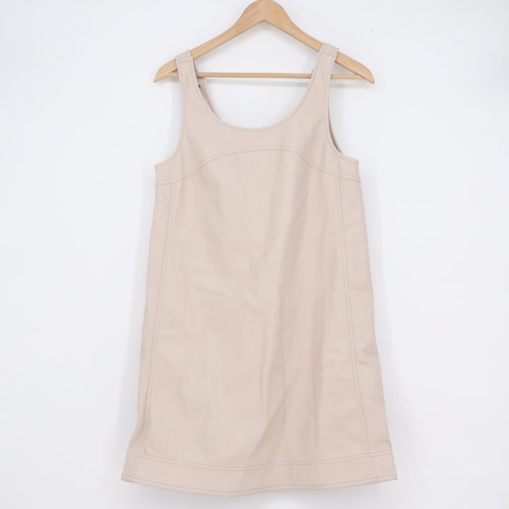 Pilcro Anthropologie Faux Leather Shift Dress Beige Mini Size 2 NWT