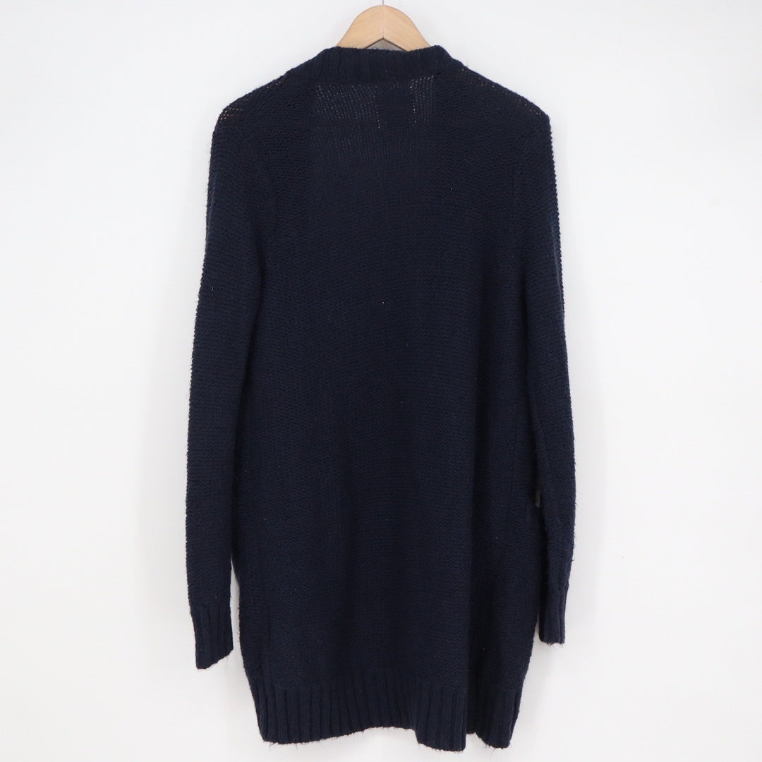 Hollister Womens Navy Blue Textured Chunky Knit Open Front Cardigan Sweater M