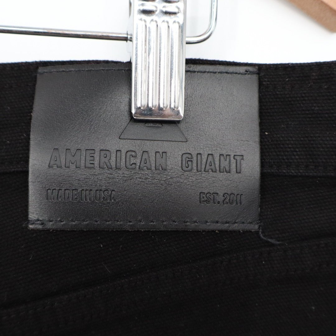 American Giant Roughneck Jeans Mens 36x32 Black Canvas Cotton Stretch Straight