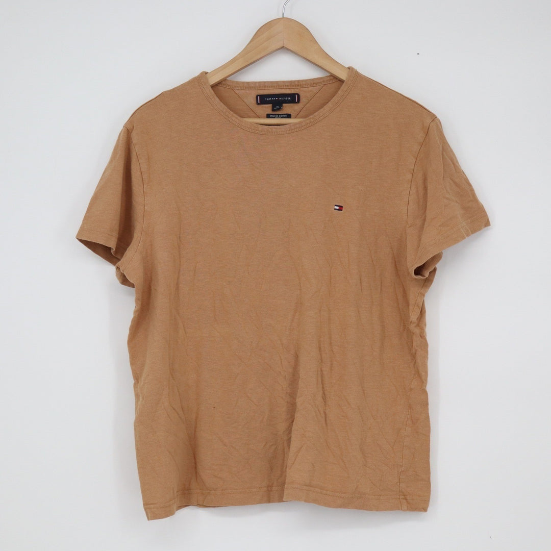 Tommy Hilfiger Mens Organic Cotton Blend Crew Neck T-Shirt Tan Brown Size M