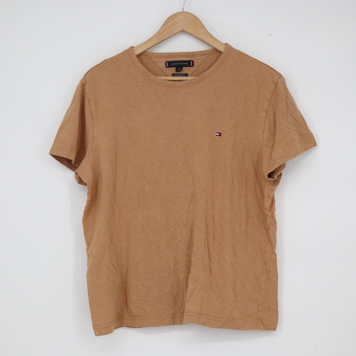 Tommy Hilfiger Mens Organic Cotton Blend Crew Neck T-Shirt Tan Brown Size M
