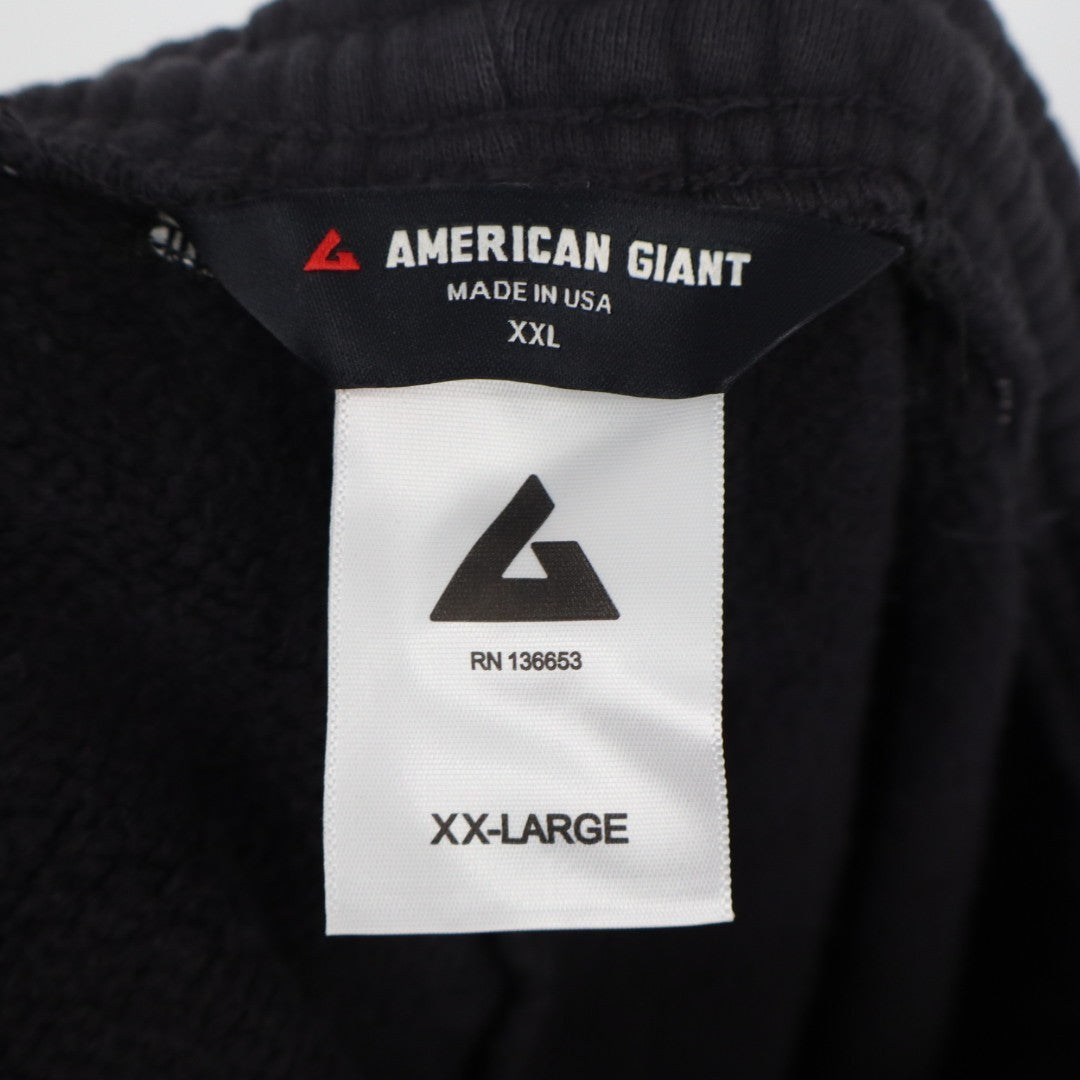 American Giant Sweatpants Men's 2XL Black Cotton Fleece Drawstring Waist Tapered