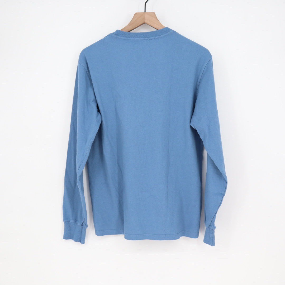 American Giant Blue Cotton Long Sleeve Pocket T Shirt Size S Made in USA