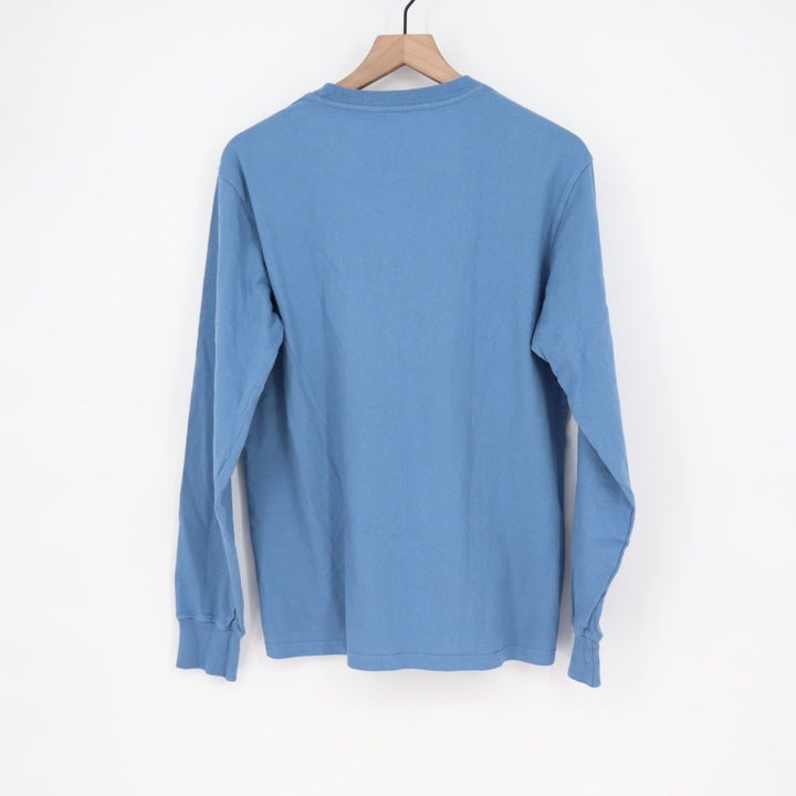 American Giant Blue Cotton Long Sleeve Pocket T Shirt Size S Made in USA