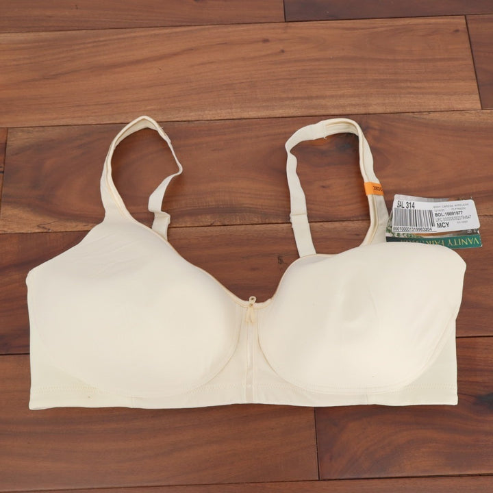 Vanity Fair Body Caress Full Coverage Wireless Bra 38DD Cream Adjustable Strap