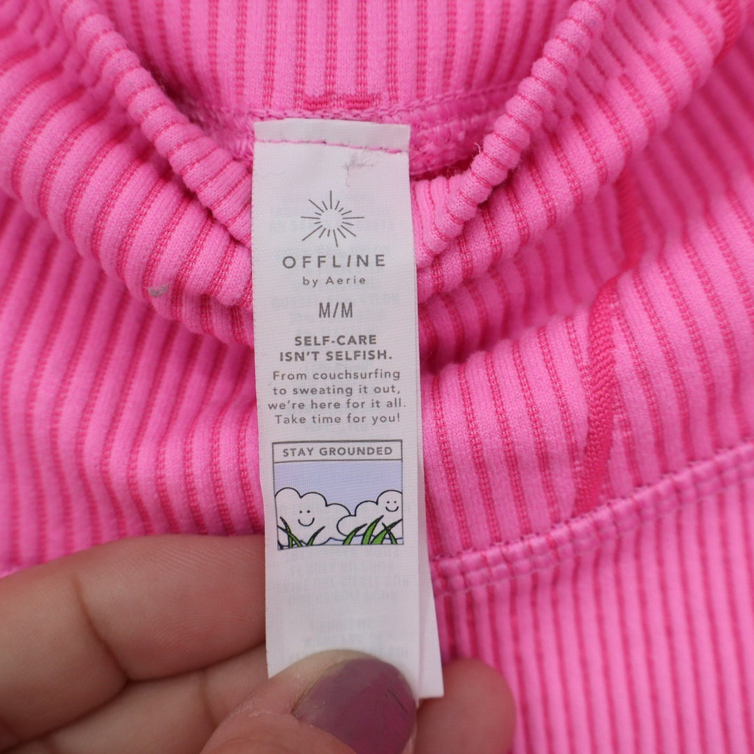 OFFLINE by Aerie Neon Pink Ribbed High Waisted Bike Shorts Medium