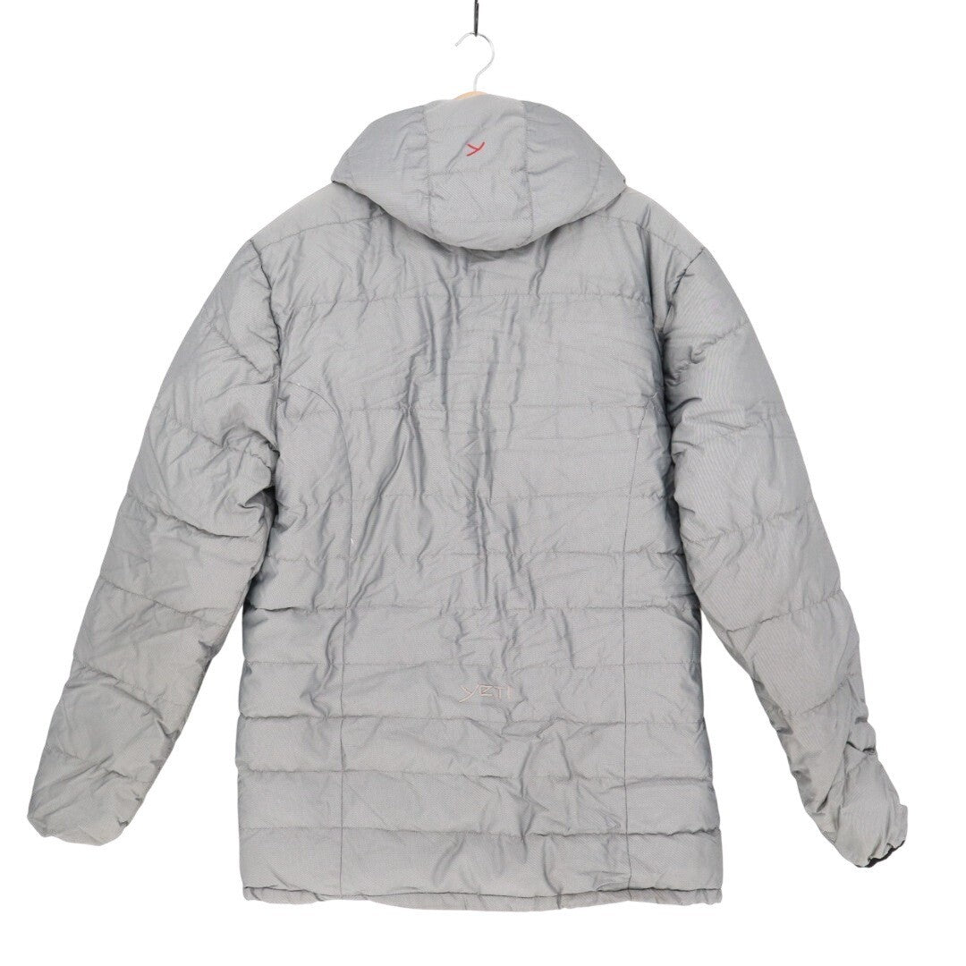 Yeti Puffer Jacket Mens Large Gray Full Zip Pockets Long Sleeve Hooded Outdoor
