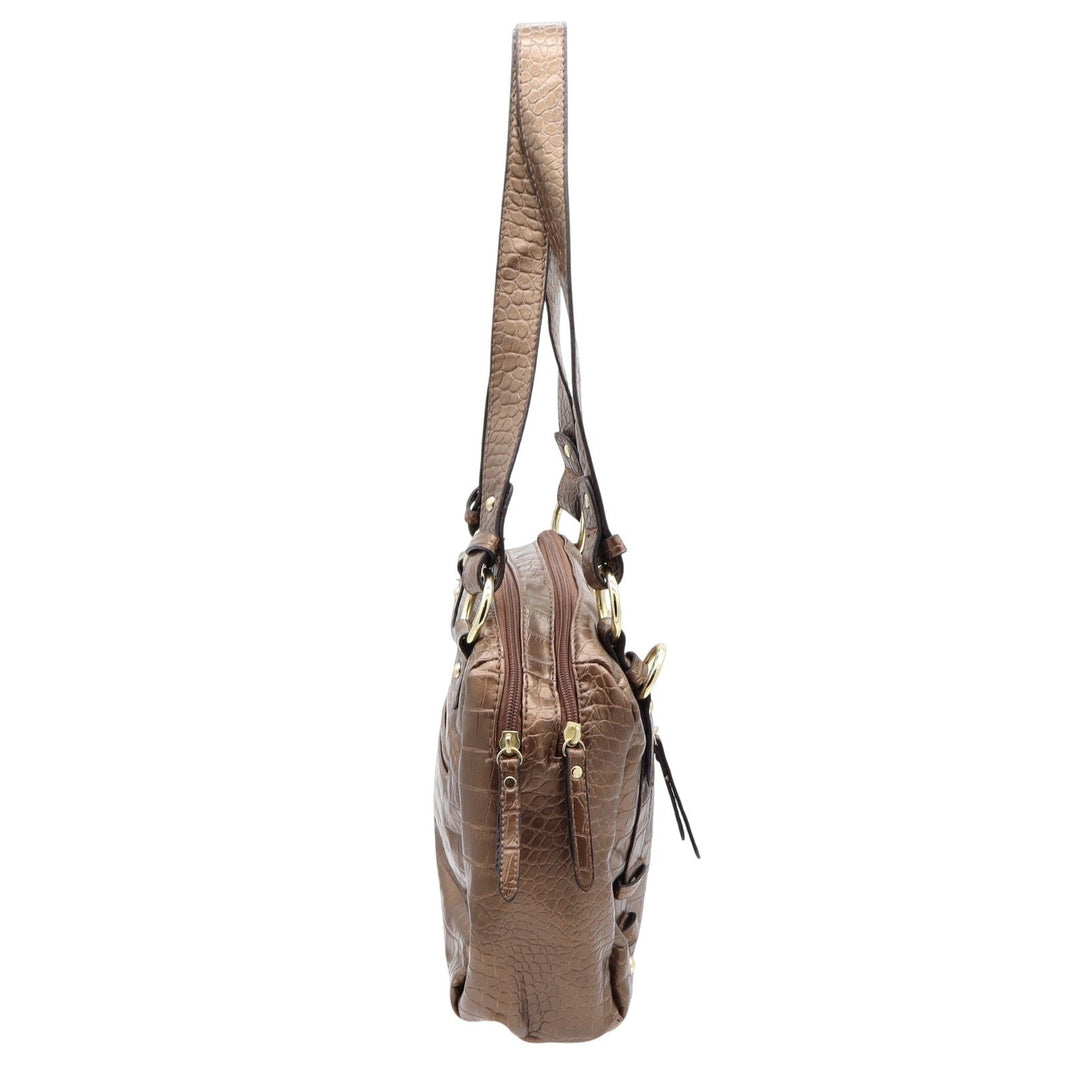 Rosetti Shoulder Bag Womens Medium Croc Embossed Bronze Faux Leather Excellent
