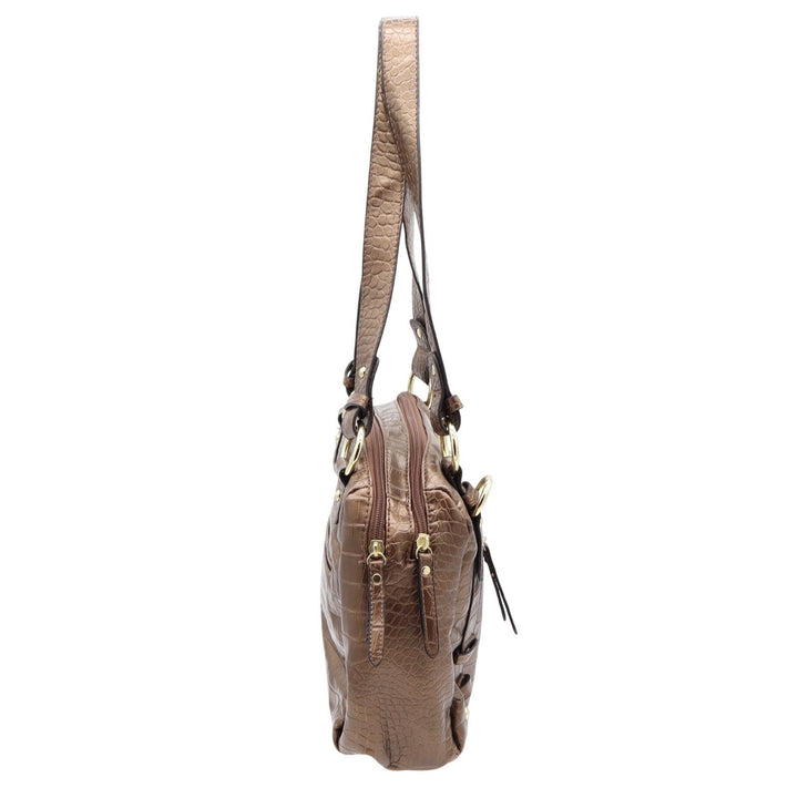 Rosetti Shoulder Bag Womens Medium Croc Embossed Bronze Faux Leather Excellent