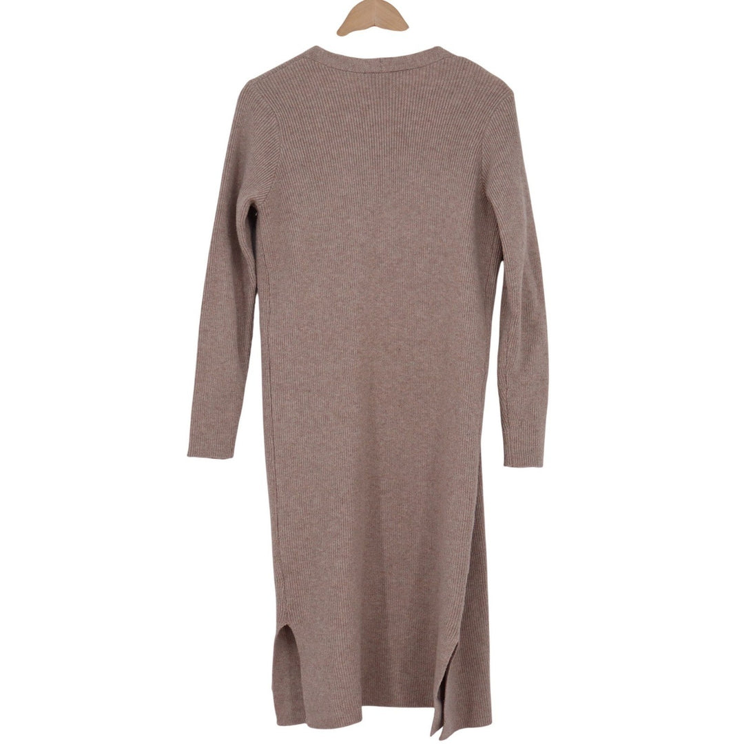 VICI Womens Ribbed Knit Long Duster Cardigan Open Front Taupe Mauve Large