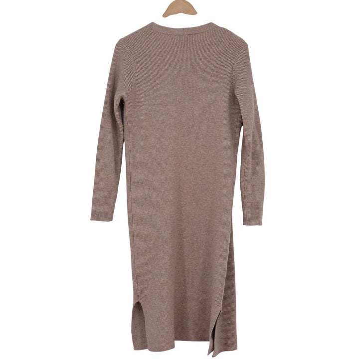 VICI Womens Ribbed Knit Long Duster Cardigan Open Front Taupe Mauve Large